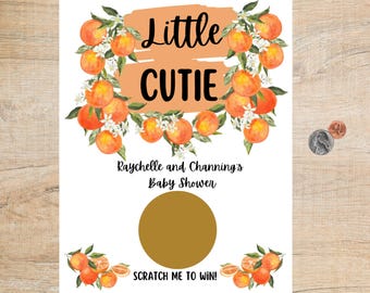Little Cutie Baby Shower Scratch Off Game - Orange Theme