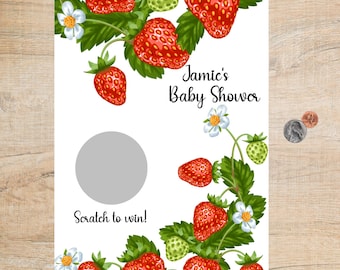 Strawberry Baby Shower Scratch Off Game – Party Prize Raffle