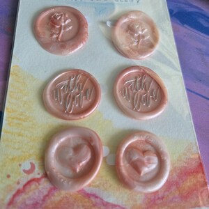 Pretty Valentine&#39;s Day Wax Seal stickers set of 6 Hand Painted