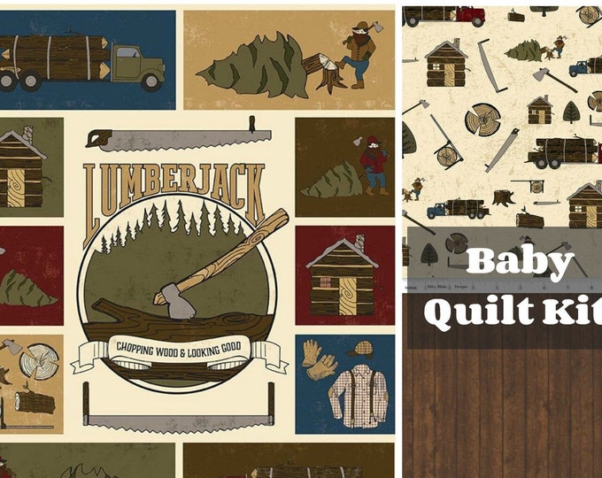 Baby Quilt Kit,lumberjack Aaron Baby Boy Quilt Kit, Forest Chopping