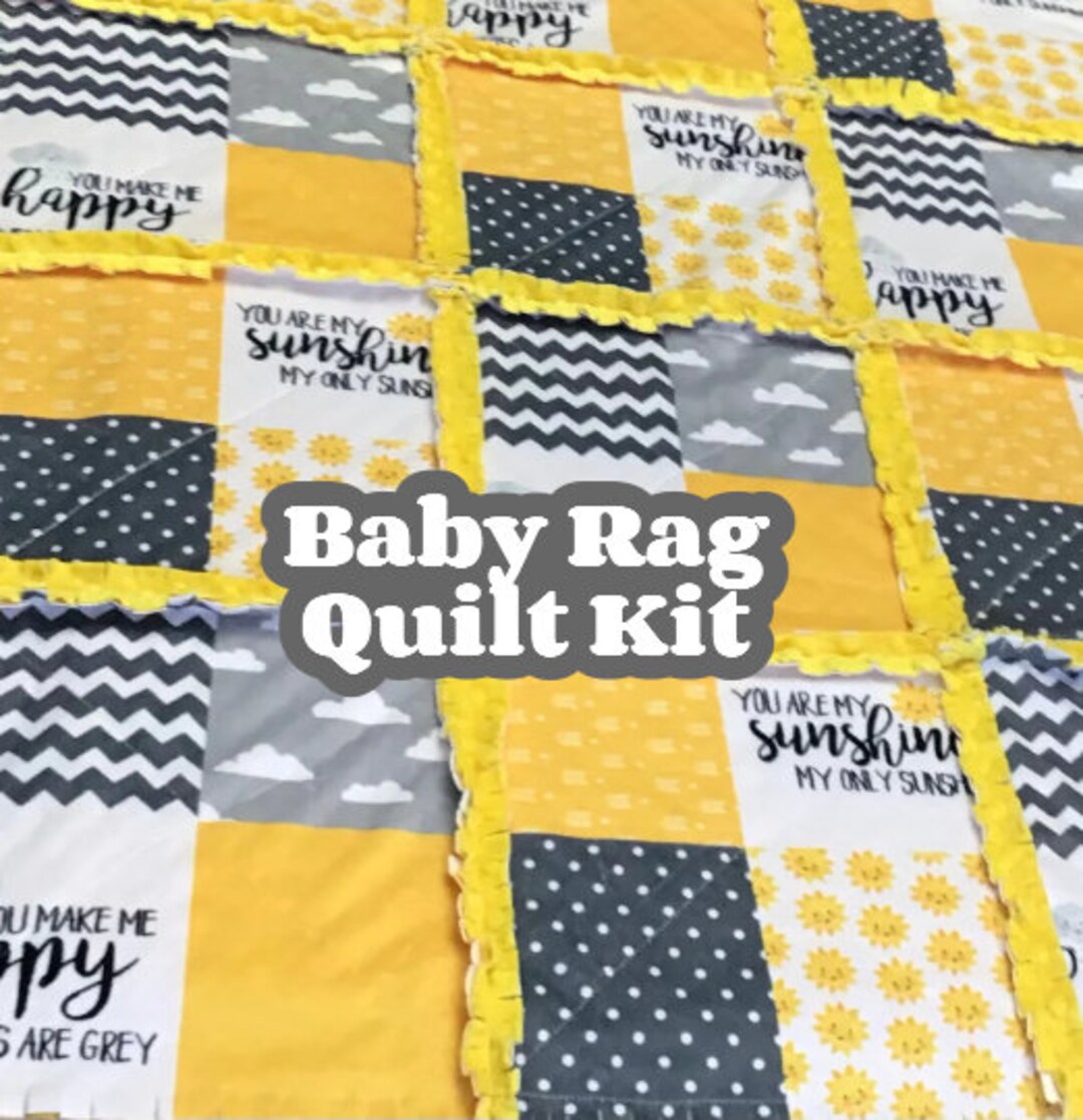You Are My, Sunshine, Baby Quilt Kit, Minky Blanket,rag Diy,yellow Gray