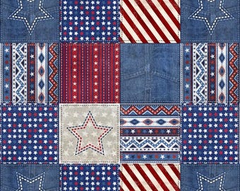 Americana Quilt fabric, patriotic, by the yard, red white and blue, America, cotton quilting, 4th of July, USA American, stars and stripes