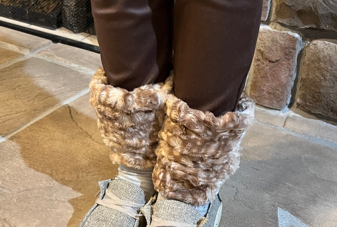 Girls Minky Leg Warmers, Faux Fur, Animal Hide, Fluffy Soft, Toddler