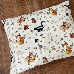Woodland animals, pillow cover, soft minky, fawn deer, rabbit bunny, skunk, hedgehog, baby toddler, pillowcase, pillow case for kids,