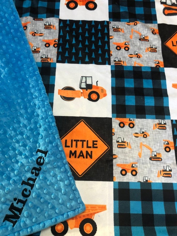 Orange & Black Plaid Baby Minky Blanket Orange & Black Plaid Baby Minky Blanket