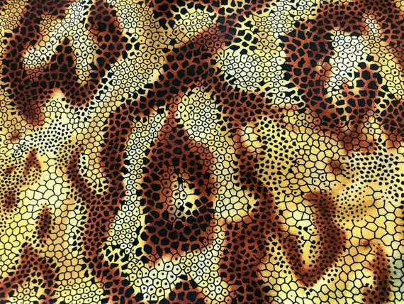 snake skin Fabric by the yard, 100 percent cotton, reptile animal print, exotic quilting fabric, exotic brown, boa, Halloween costume making