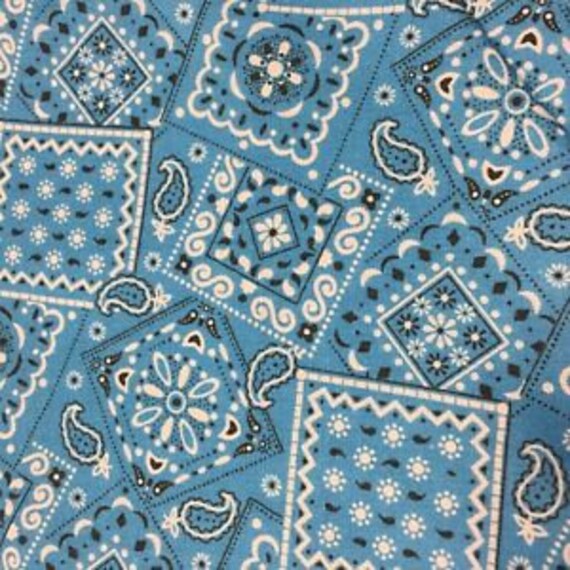 Turquoise bandana Fabric by the yard 100 percent cotton Etsy