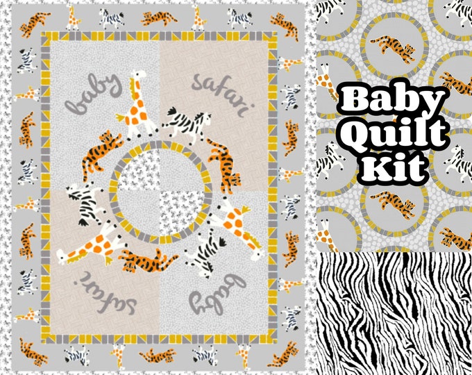 Animals Baby Quilt Kit, Safari Animals Zoo Giraffe Jungle, Easy Panel ...