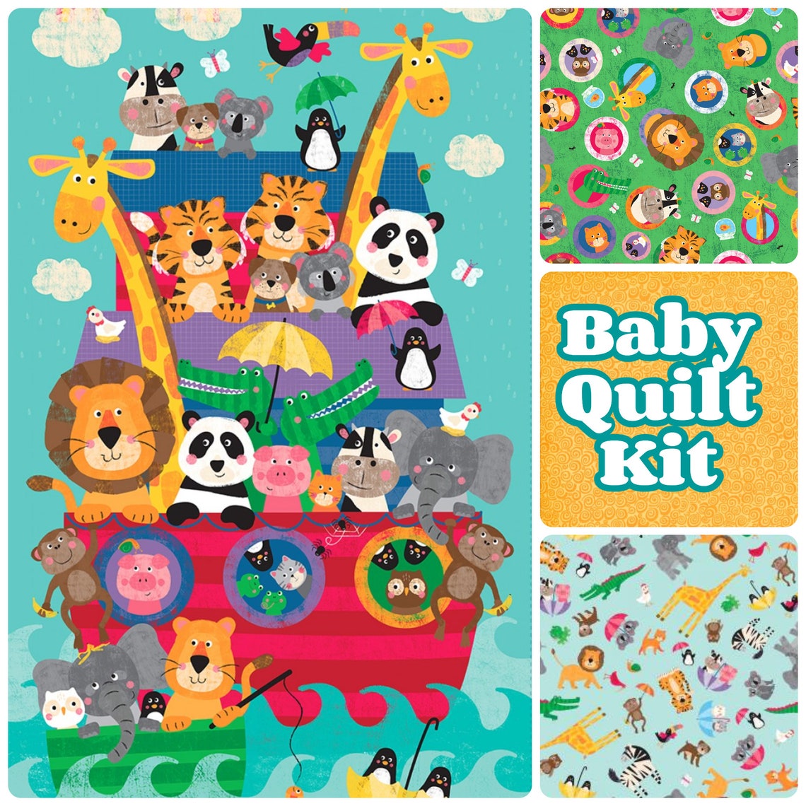 Noahs Ark Baby Quilt Kit Animals Quilt Kit Beginner Easy Etsy