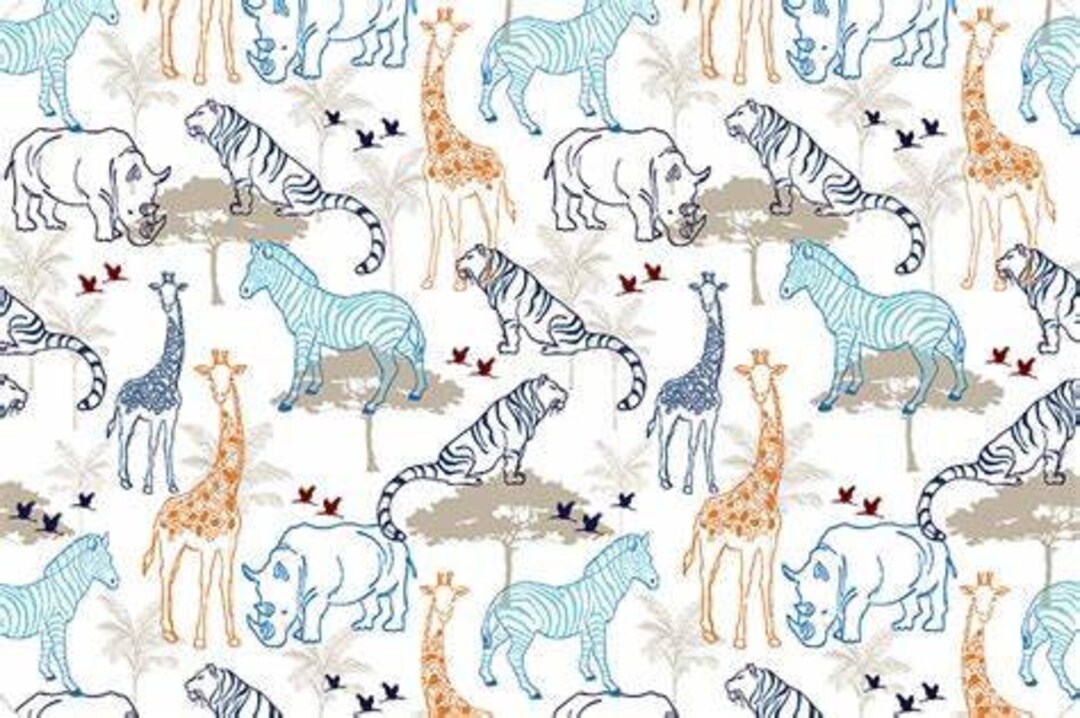 Safari Double Gauze, Fabric by the Yard, White Blue, Shannon Fabrics