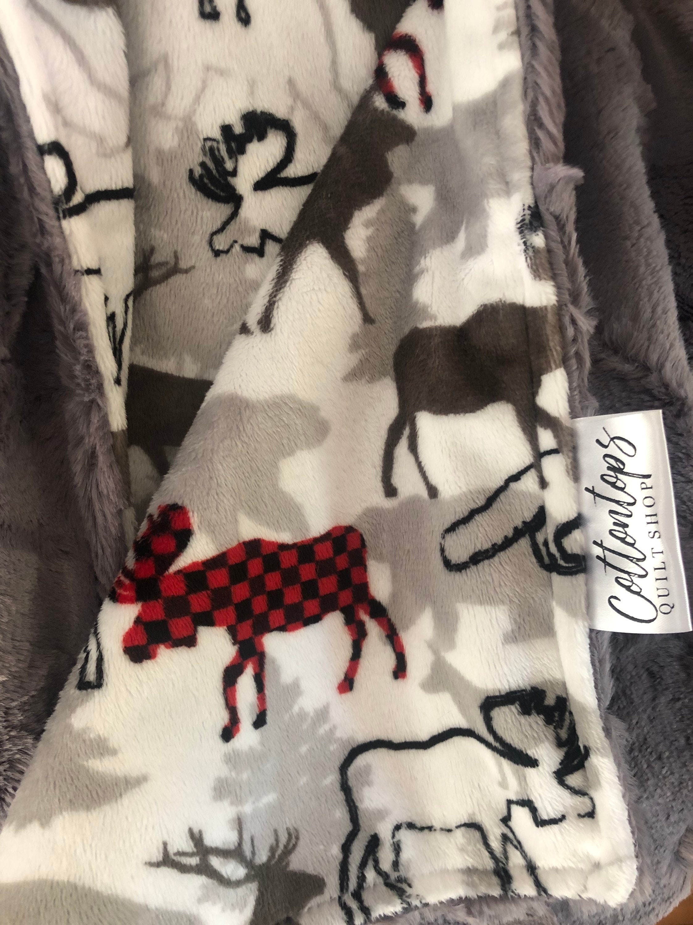 Moose Baby Blanket Woodland animals personalized Minky Etsy