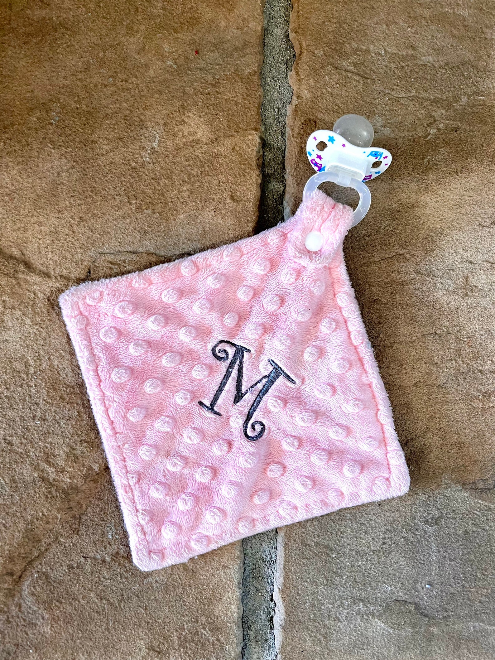 Pacifier Lovie With Snap, Keeper Holder, Soft Minky, Monogram, Girl Boy ...