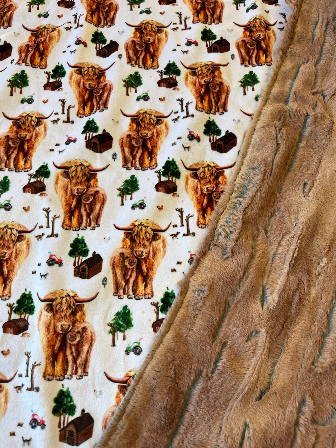 Highland Cows Blanket, Cattle, Minky Baby Boy, Cow Horns, Farm Country