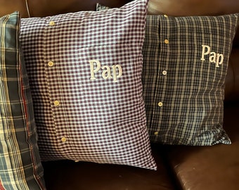 Personalized Memory Pillow Cover from Shirt, Sympathy Gift