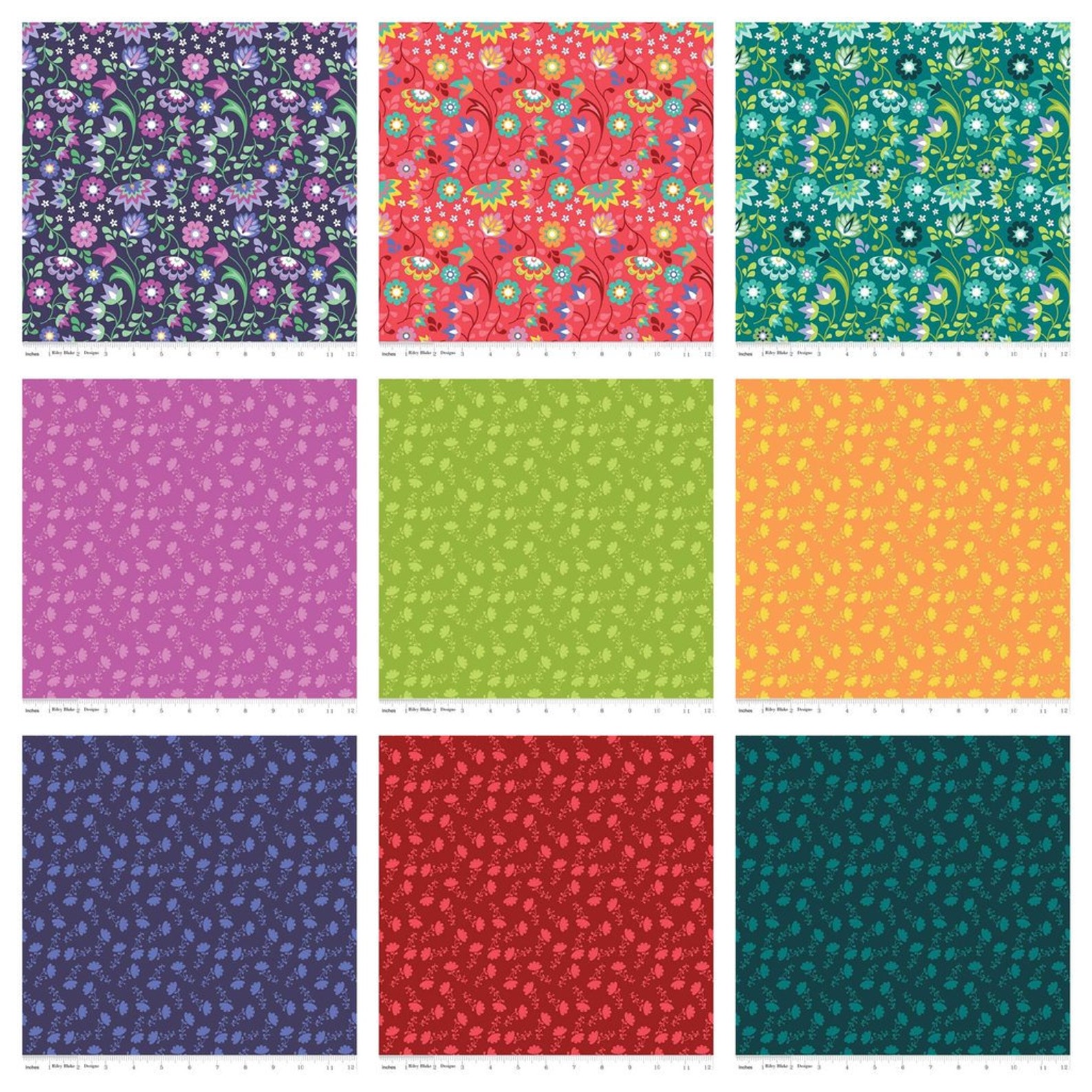 Riley Blake Lucy's Garden Fabric 10 Squares Floral Etsy