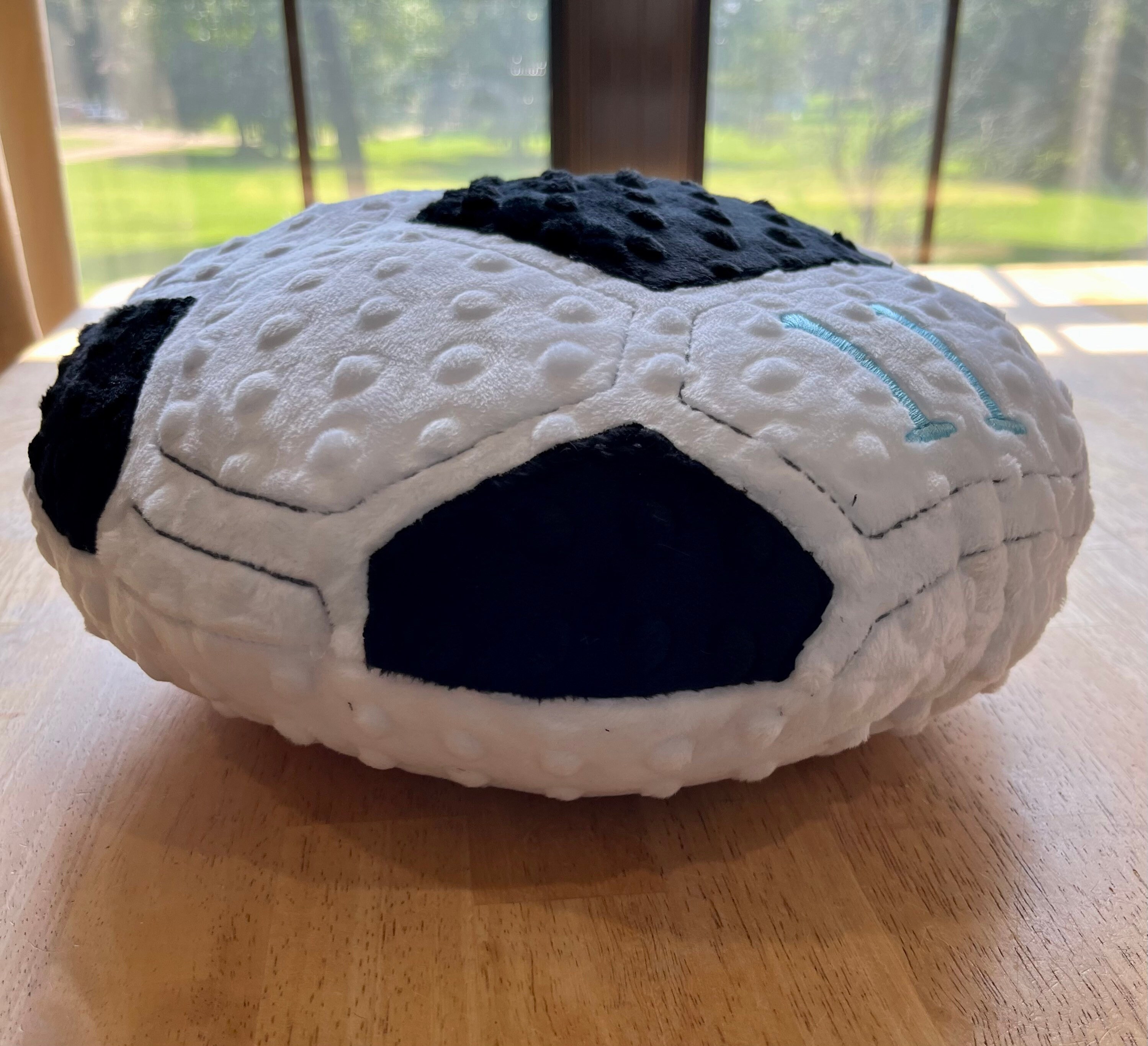 Personalized Soccer Pillow, Soft minky plush pillow, kids sports ball softie, plushie throw pillow, embroidered, stuffed handmade, child toy