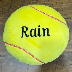 Personalized Softball Pillow, Name embroidered (not vinyl) gift for girl ball player, team gift, kids sports softie, plush handmade