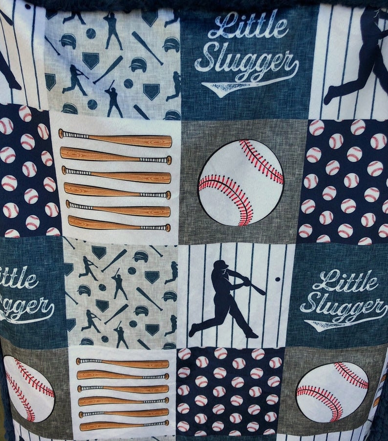 Baseball baby blanket sports Little slugger ball game baby Etsy