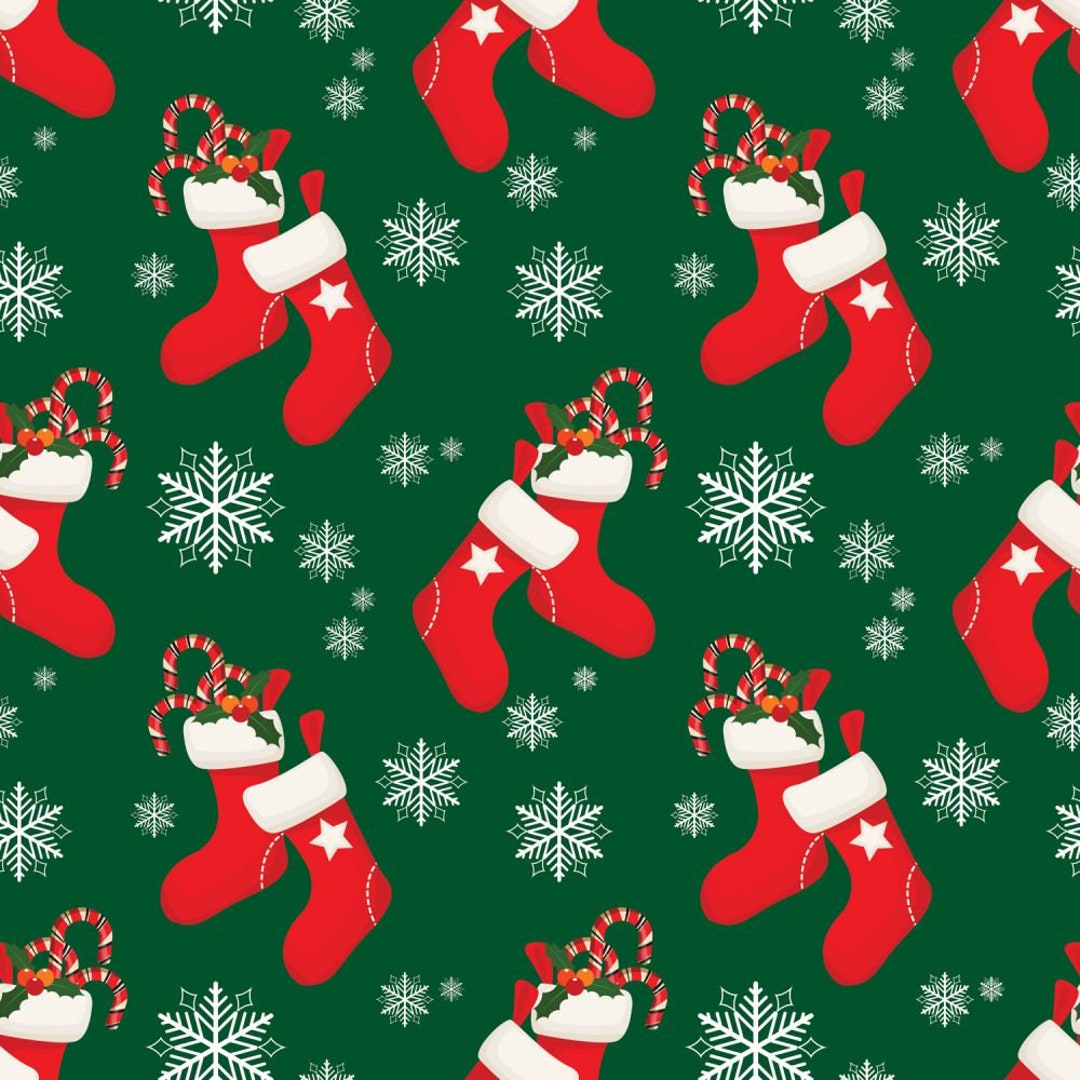 Christmas Fabric by the Yard Quilting Cotton Green Red Etsy