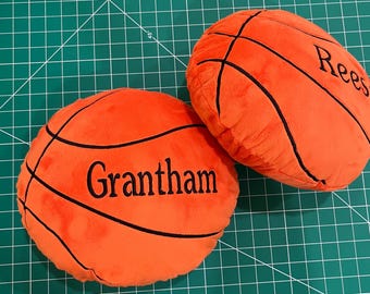 Personalized Basketball Pillow, Soft minky plush throw pillow, kids sports ball softie, child toy, senior night, team gift, gift for baller