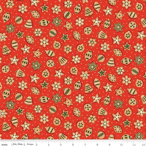 Liberty Fabrics, Christmas Cookies fabric, gingerbread cotton fabric by the yard, red holiday baking, quilting, Riley Blake, Festive Fair