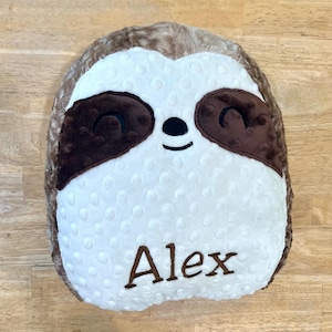 Personalized Sloth Pillow, Sloth Squishy, stuffie, Soft minky plush throw pillow, kids softie, plushie, stuffed child toy, gift for girl boy