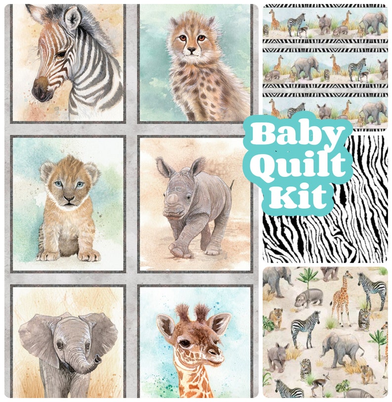 Baby Quilt Kit Jungle Animals Safari Elephant Lion Zebra - Etsy