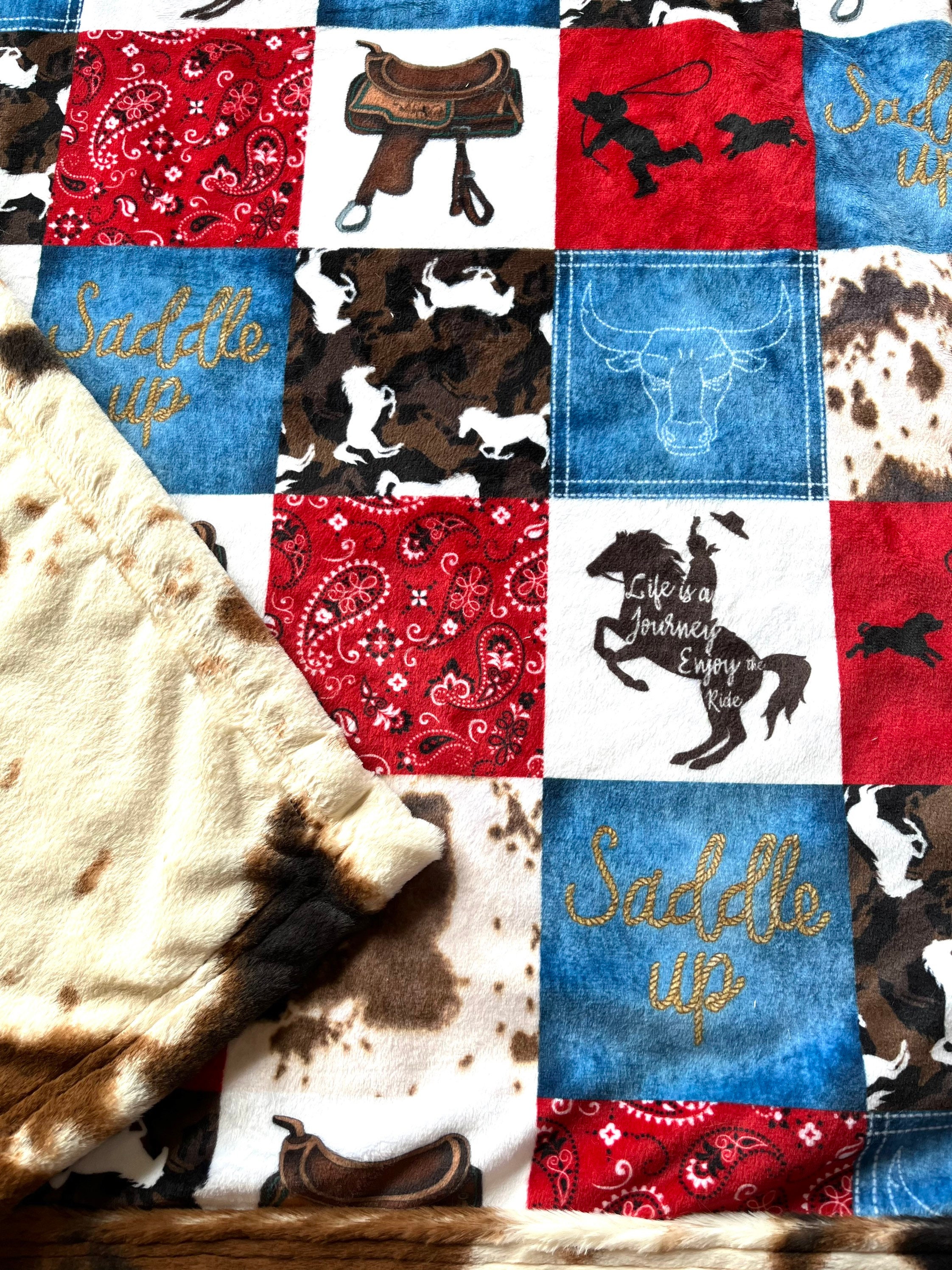 Cowboy Baby Blanket Country Western Cowpoke Adult Throw Etsy