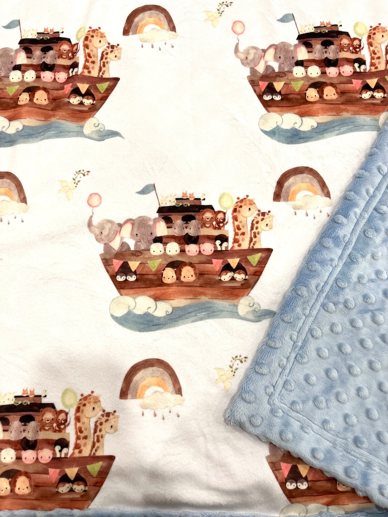 Noah's Ark Milestone Minky Blanket main image 0