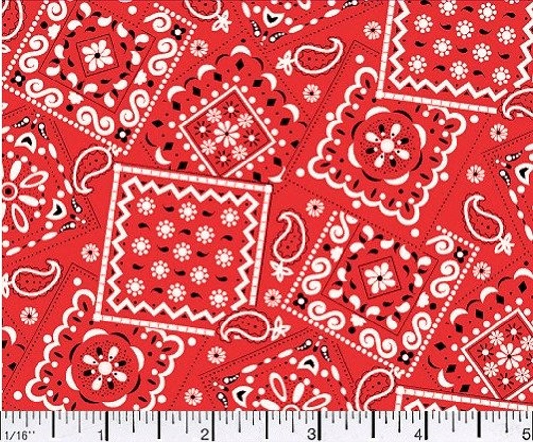 Red Bandana Fabric by the Yard, 100 Percent Cotton Quilting Fabric