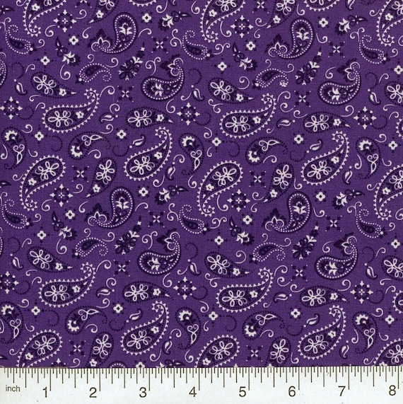 purple bandana Fabric by the yard paisley 100 percent cotton quilting fabric fabric supply country girl pretty