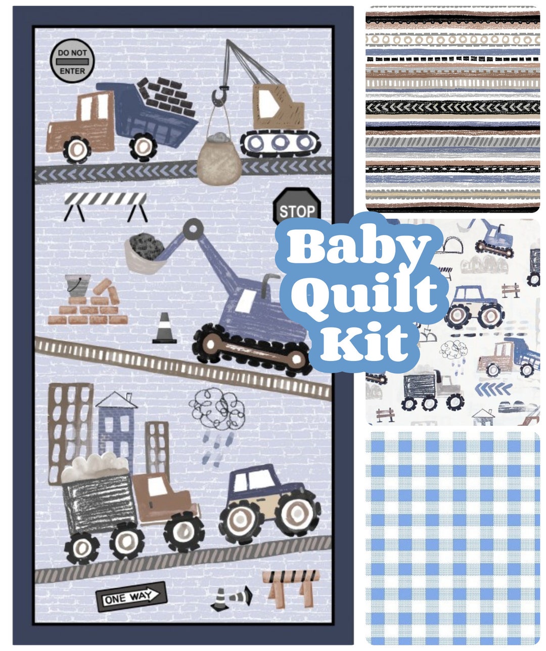 Baby Quilt Kit Baby Boy Dump Truck Construction Tractor Etsy