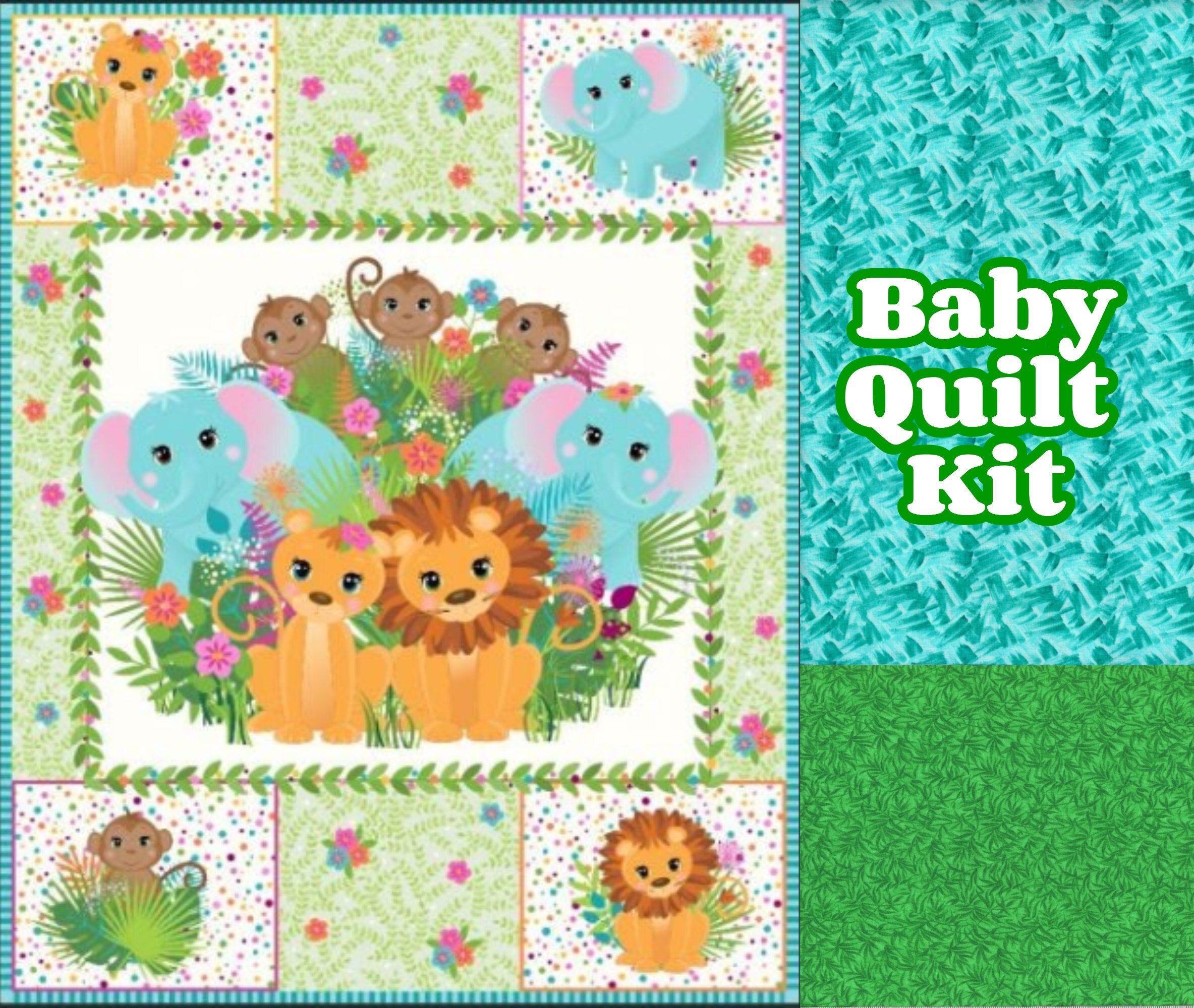 Baby Quilt Kit Jungle Babies Easy Panel Quilt Kit Fun Sewing