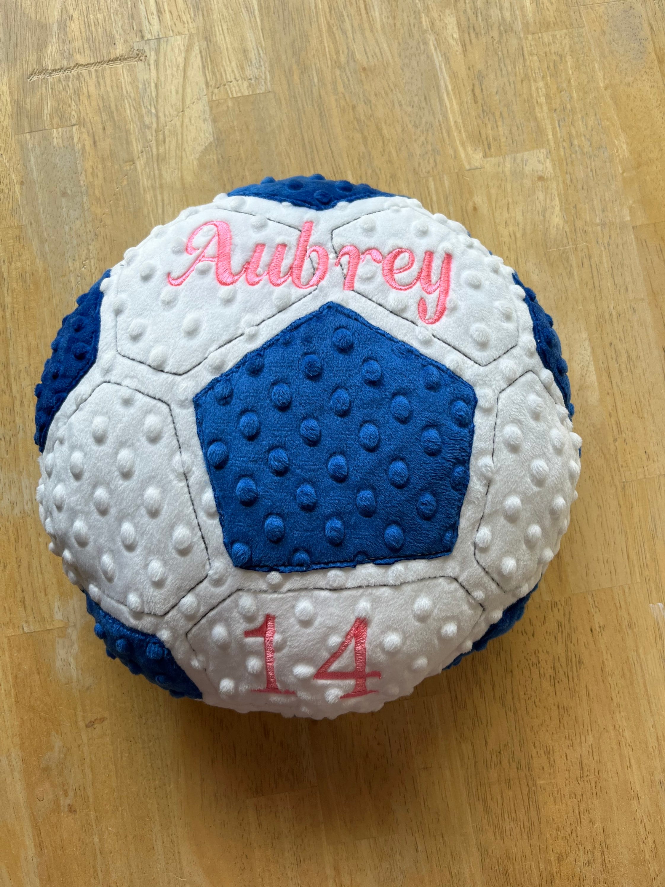 Personalized Soccer Pillow, Soft minky plush pillow, kids sports ball softie, plushie throw pillow, embroidered, stuffed handmade, child toy