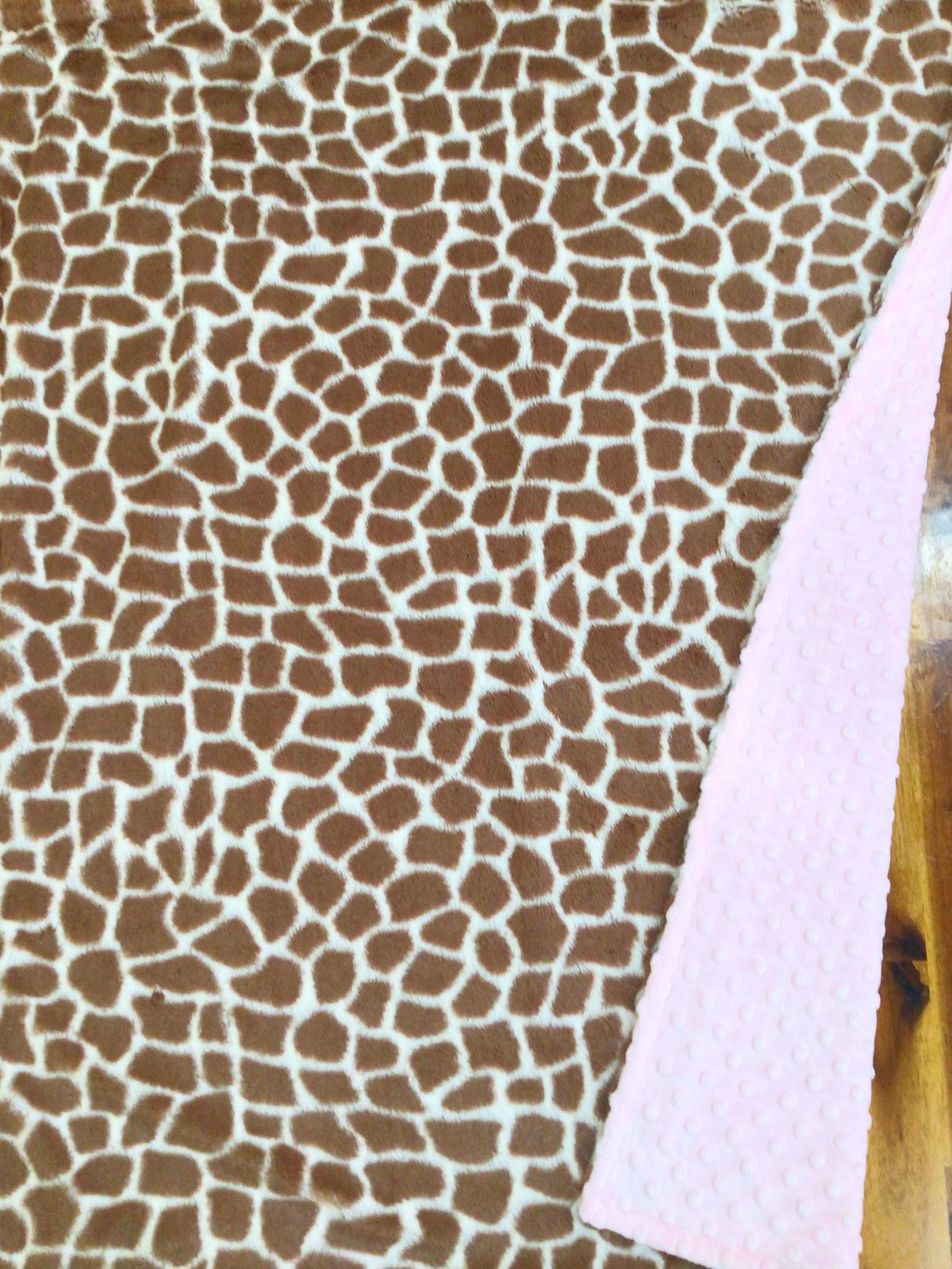 Pink Giraffe Baby Blanket Designer Minky New Baby Gift Handmade Soft Adorable Tan Animal Print Baby Girl Etsy Canada