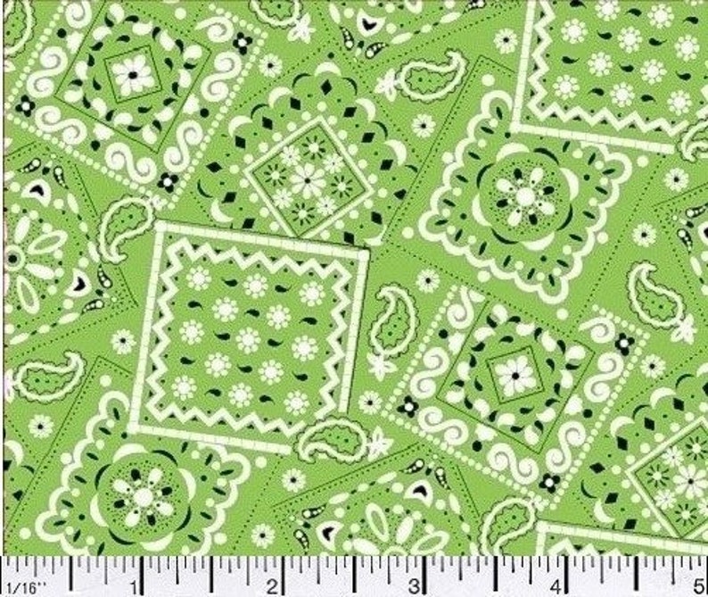 Green bandana Fabric by the yard lime green 100 percent Etsy