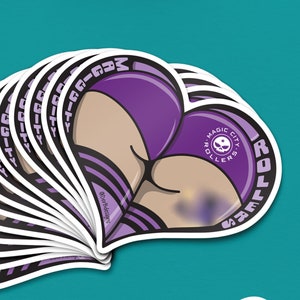 Derby Booty with team logo and colors - custom order vinyl stickers - bulk discount - see description for details