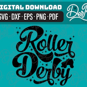 Retro Roller Derby Handlettering digitaler Download SVG - DXF - png - eps - pdf Vinyl bereit für Cricut, Silhouette & andere Bastelarbeiten