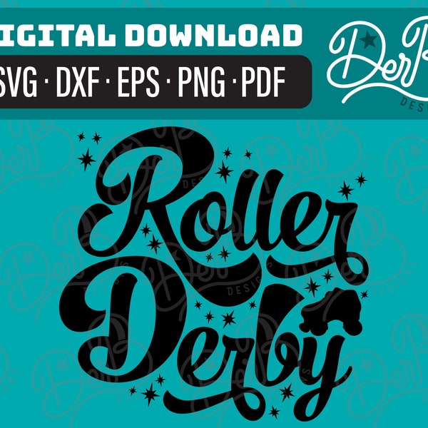 Retro Roller Derby handlettering digital download SVG - DXF - png - eps - pdf vinyl ready for Cricut, Silhouette & other crafting