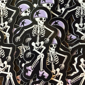 Roller Derby Skating Skeleton Vinyl Sticker