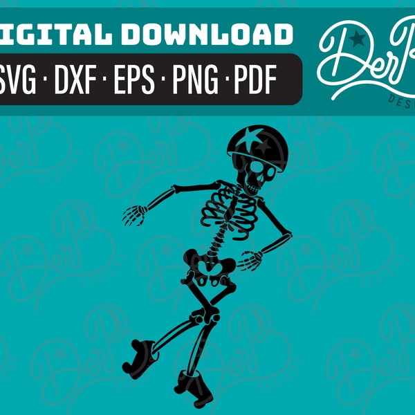 Skating Skeleton digital download SVG - DXF - png - eps - pdf vinyl ready for Cricut, Silhouette & other crafting
