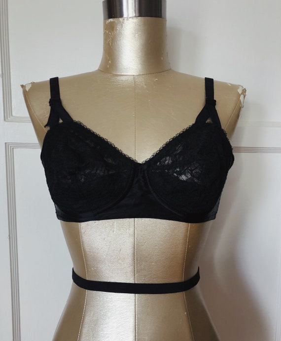 1950s Black Low back bullet bra