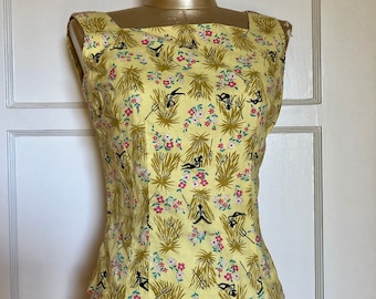 1950s novelty cotton boat cut blouse