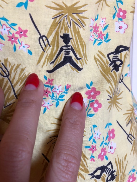 1950s novelty cotton boat cut blouse - image 4