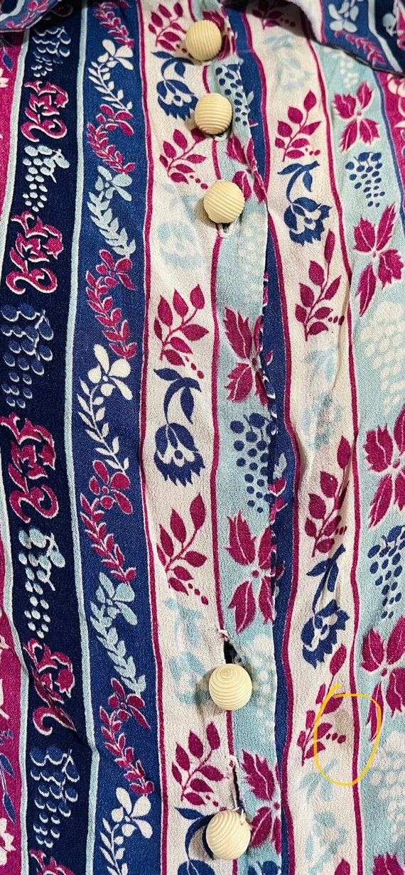 1940s long sleeve multicolored  printed silk blou… - image 3