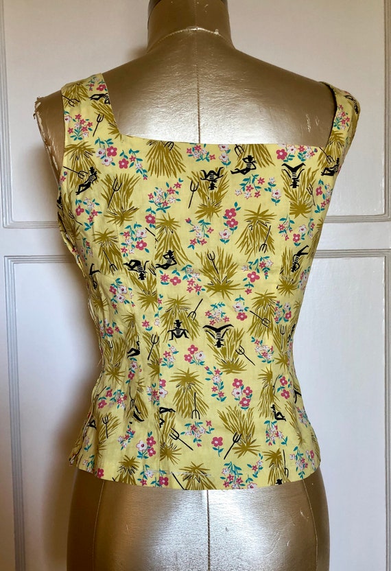 1950s novelty cotton boat cut blouse - image 2