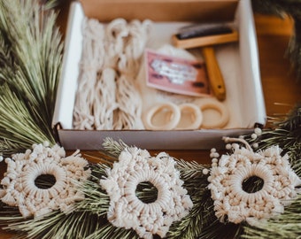 DIY Macrame Snowflake Kit Beginner Macrame Kit Christmas Macrame Kit