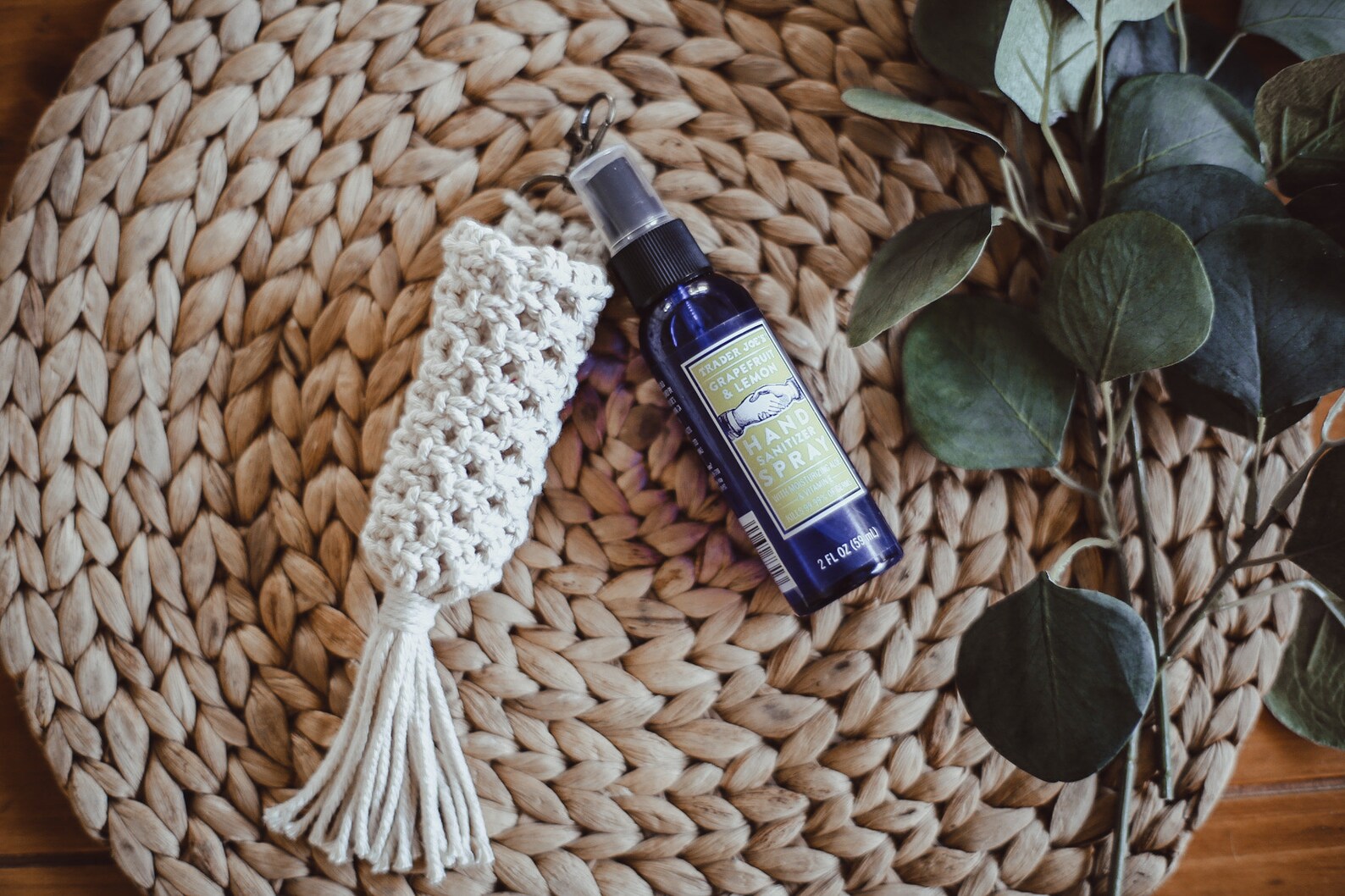 Macrame Hand Sanitizer Spray Holder Keychain Etsy