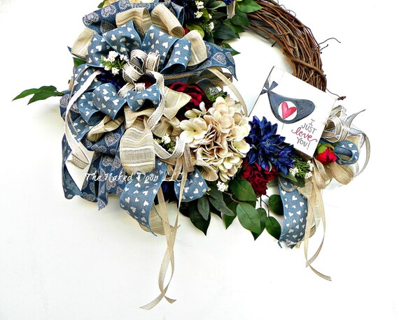 Valentines Day Wreath, Love Day Wreath, Love Wreath, Valentines Wreath, Heart  Wreath, Denim Heart Wreath