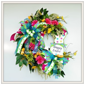 Easter Wreath - Easter Bunny Wreath - Easter Rabbit Wreath - Easter Whimsical Wreath - Easter Front Door Wreath - Easter Decor -